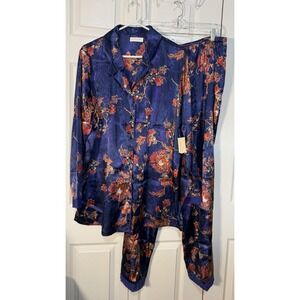 Valerie Stevens Intimates Women's NWT Blue Floral Pajama Set Size 1XL